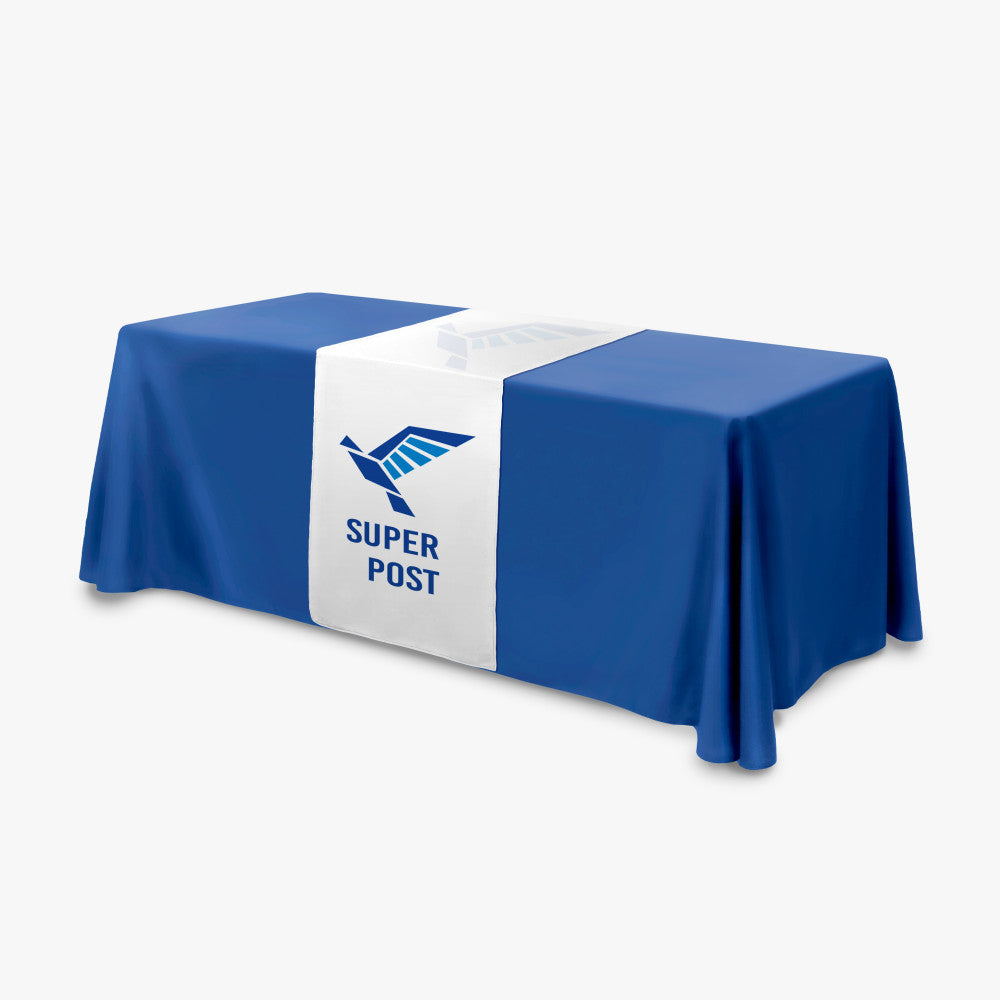 6ft Table Runner (Print) with Solid Blank Table Throw
